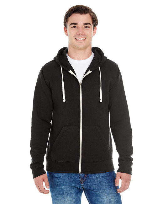 J America Adult Triblend Full-Zip Fleece Hooded Sweatshirt