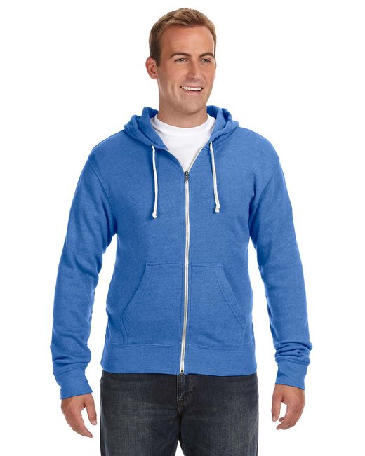 J America Adult Triblend Full-Zip Fleece Hooded Sweatshirt