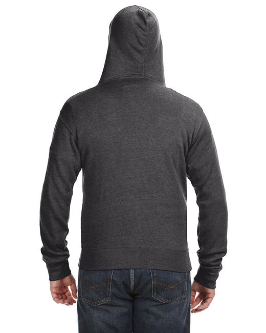 J America Adult Triblend Full-Zip Fleece Hooded Sweatshirt