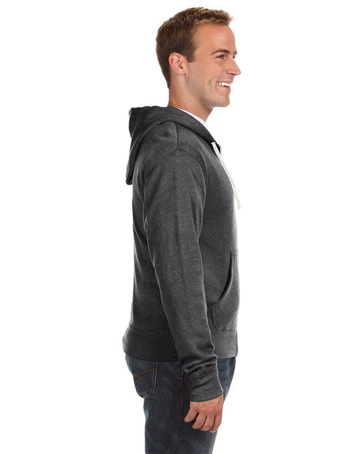 J America Adult Triblend Full-Zip Fleece Hooded Sweatshirt