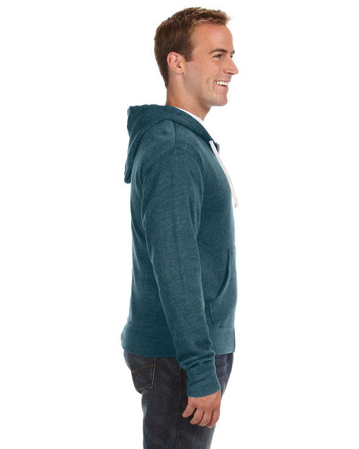 J America Adult Triblend Full-Zip Fleece Hooded Sweatshirt