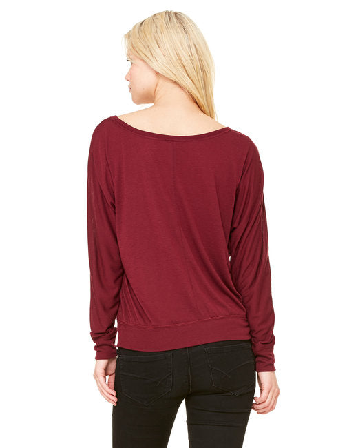 Bella + Canvas Ladies' Flowy Long-Sleeve Off Shoulder T-Shirt