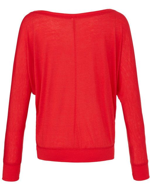 Bella + Canvas Ladies' Flowy Long-Sleeve Off Shoulder T-Shirt