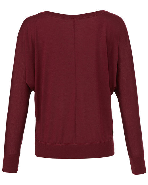 Bella + Canvas Ladies' Flowy Long-Sleeve Off Shoulder T-Shirt