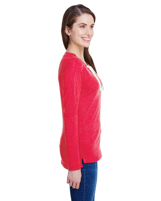 LAT Ladies' Long Sleeve Fine Jersey Lace-Up T-Shirt