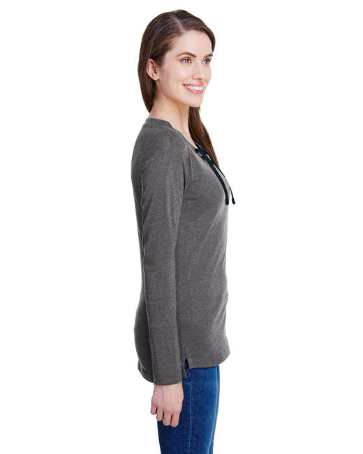 LAT Ladies' Long Sleeve Fine Jersey Lace-Up T-Shirt