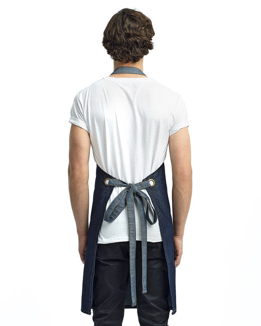 Unisex Domain Contrast Denim Bib Apron