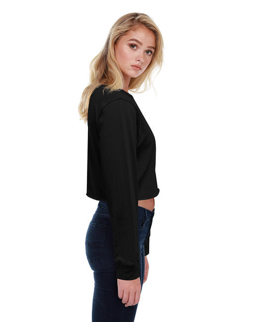 StarTee Ladies' Long-Sleeve Crop Boyfriend T-Shirt