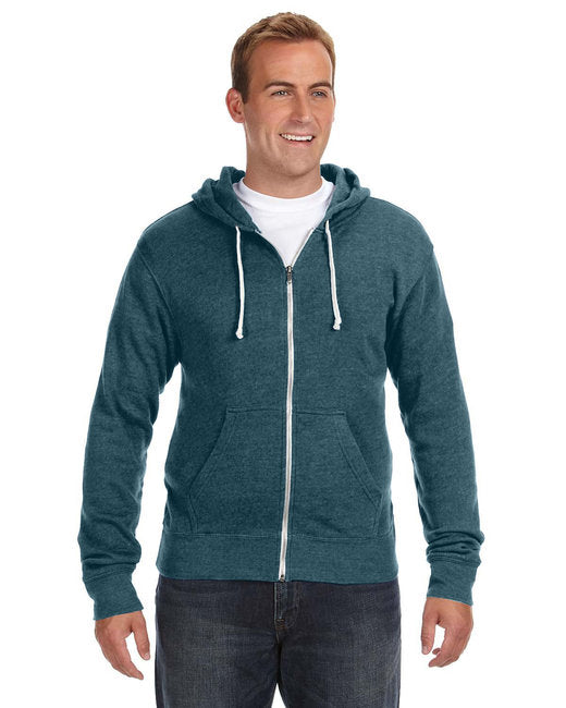 J America Adult Triblend Full-Zip Fleece Hooded Sweatshirt