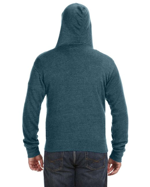 J America Adult Triblend Full-Zip Fleece Hooded Sweatshirt