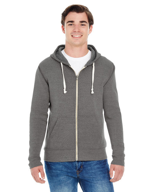 J America Adult Triblend Full-Zip Fleece Hooded Sweatshirt