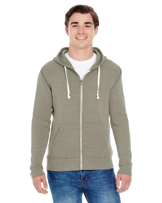 J America Adult Triblend Full-Zip Fleece Hooded Sweatshirt
