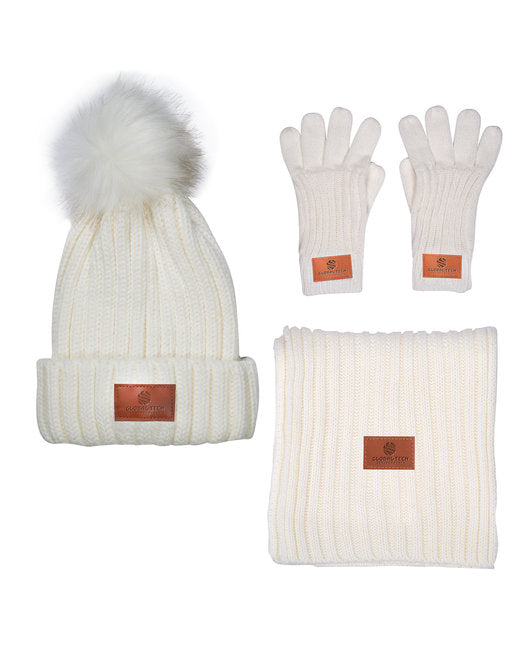 Leeman Three-Piece Rib Knit Fur Pom Winter Set ( 30-Pack )