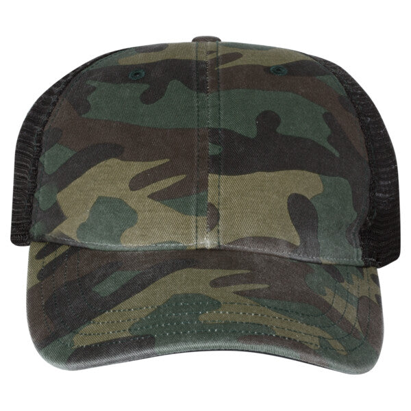 Garment Washed Printed Trucker Cap