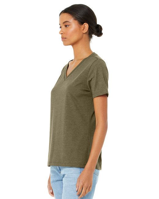Ladies' Relaxed Heather CVC Jersey V-Neck T-Shirt