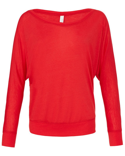 Bella + Canvas Ladies' Flowy Long-Sleeve Off Shoulder T-Shirt