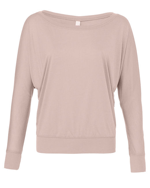 Bella + Canvas Ladies' Flowy Long-Sleeve Off Shoulder T-Shirt