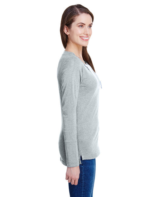 LAT Ladies' Long Sleeve Fine Jersey Lace-Up T-Shirt