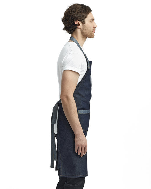 Unisex Domain Contrast Denim Bib Apron