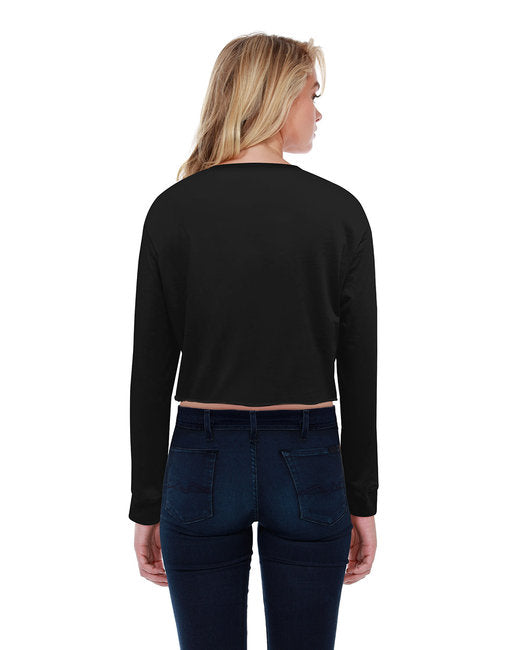 StarTee Ladies' Long-Sleeve Crop Boyfriend T-Shirt